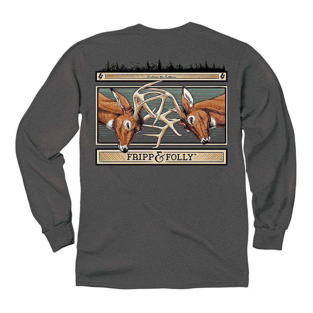 Buck Fight Long Sleeve Tee in Pepper by Fripp & Folly - Country Club Prep