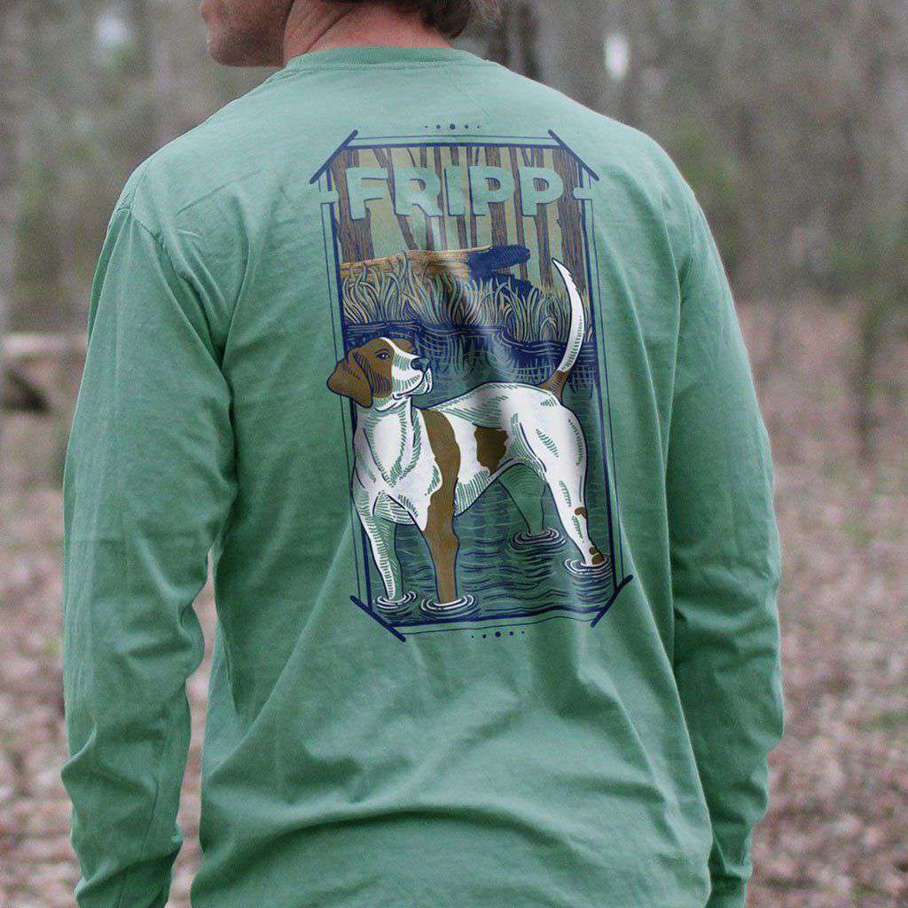 Dog in Water Long Sleeve T-Shirt in Light Green by Fripp Outdoors - Country Club Prep