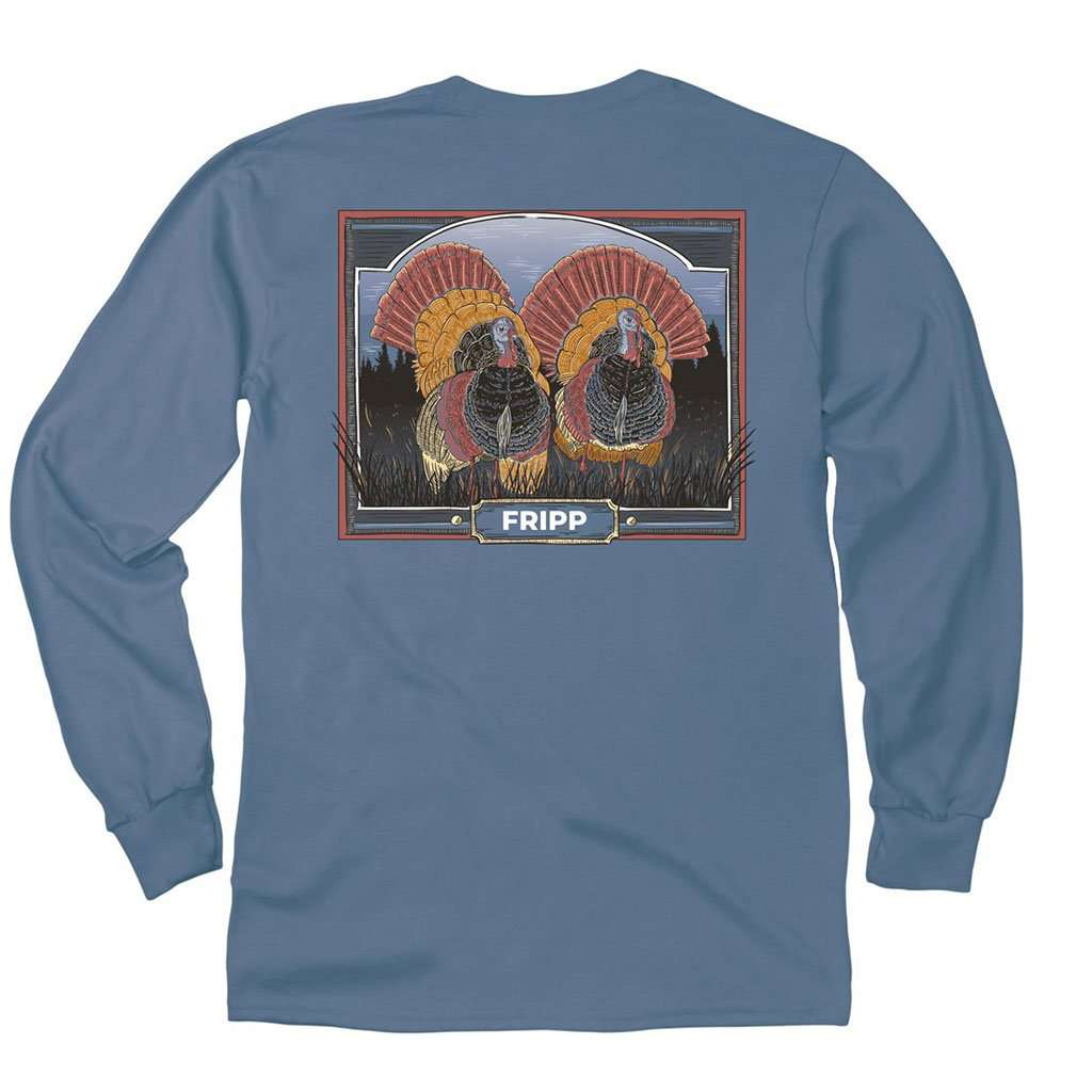 Turkeys Long Sleeve T-Shirt in Marine Blue by Fripp Outdoors - Country Club Prep