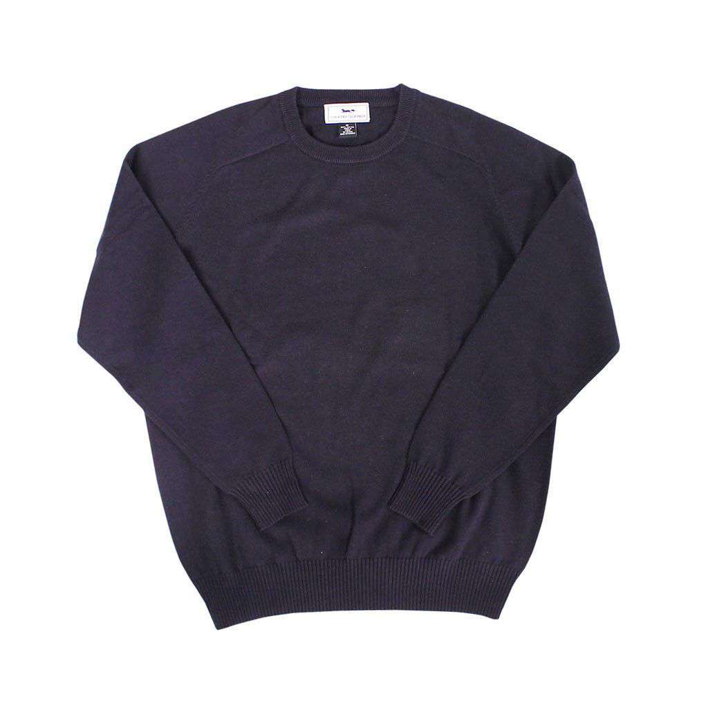 Front Nine Cotton Crew Neck Sweater in Navy by Country Club Prep - Country Club Prep