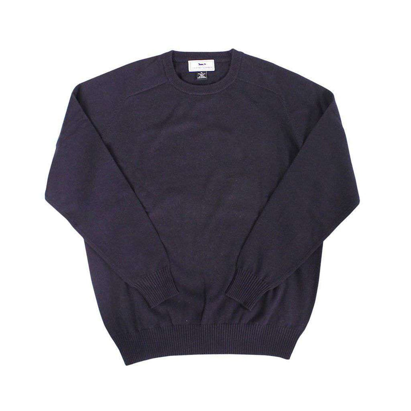 Country Club Prep Front Nine Cotton Crew Neck Sweater in Navy