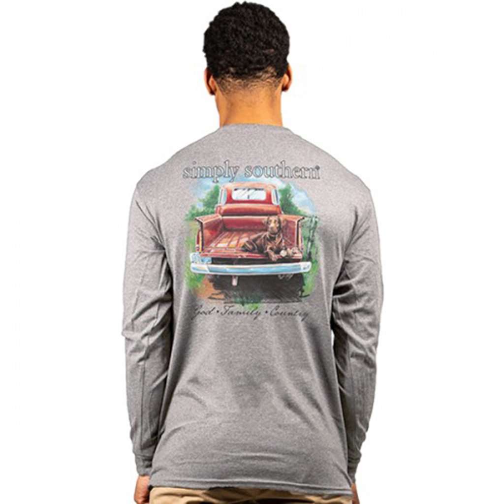 Guys Long Sleeve Chocolate Lab Tee by Simpy Southern - Country Club Prep