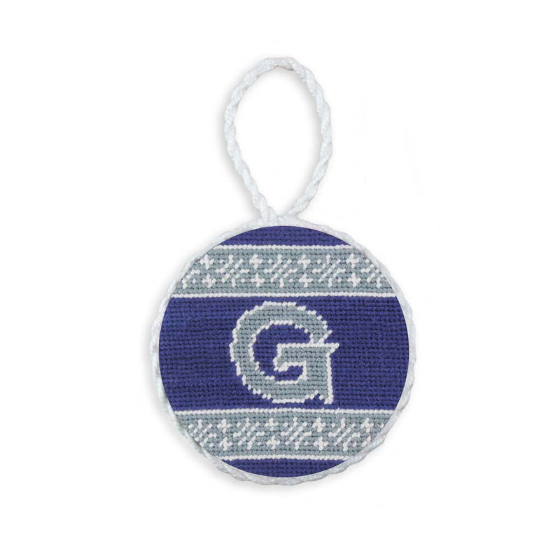 Georgetown University Fairisle Needlepoint Ornament by Smathers & Branson - Country Club Prep