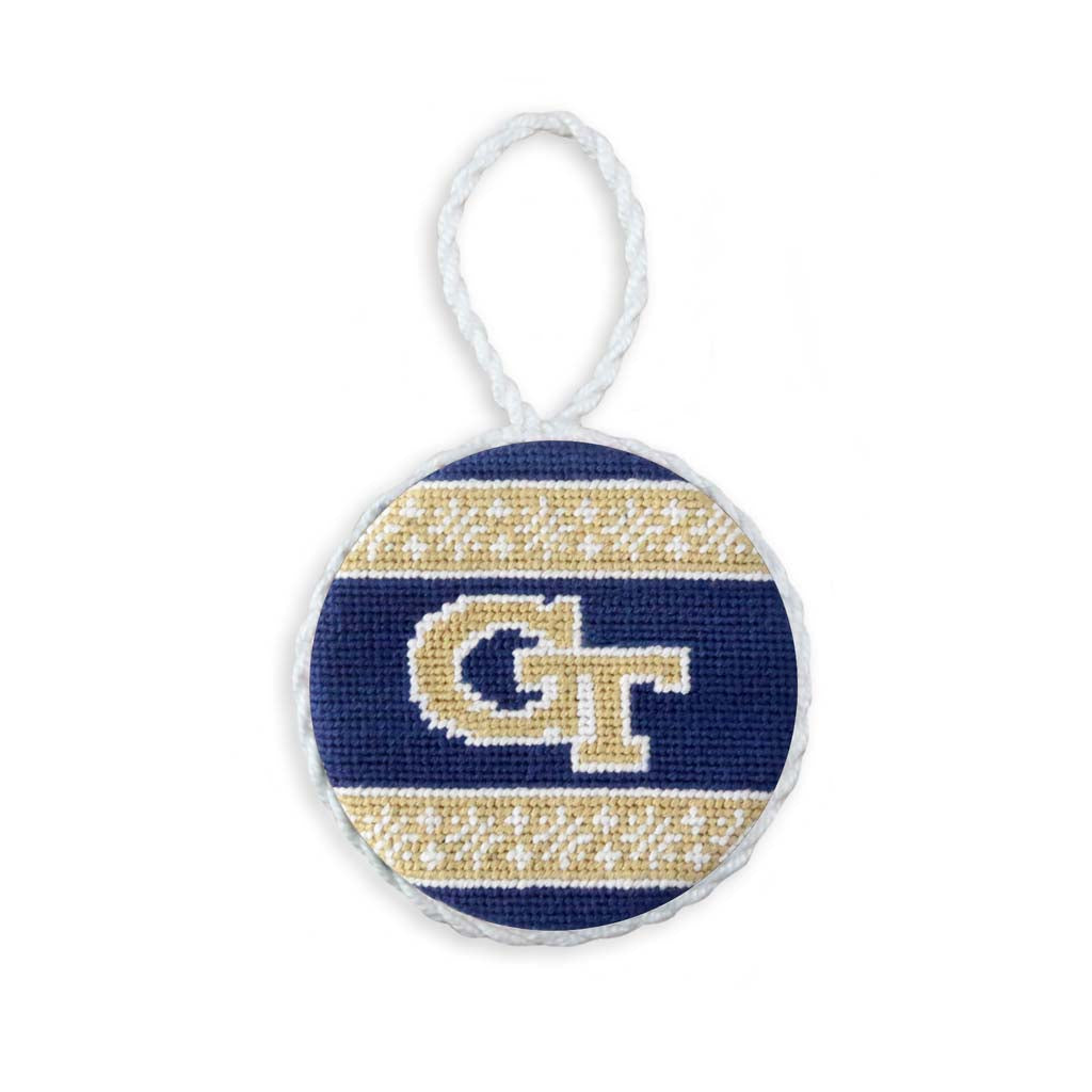 Georgia Tech Fairisle Needlepoint Ornament by Smathers & Branson - Country Club Prep