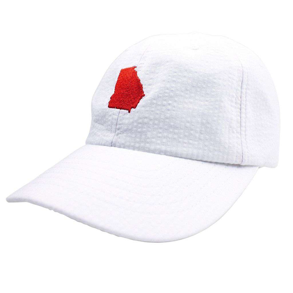 Georgia Seersucker Bow Hat in White with Red by Lauren James - Country Club Prep