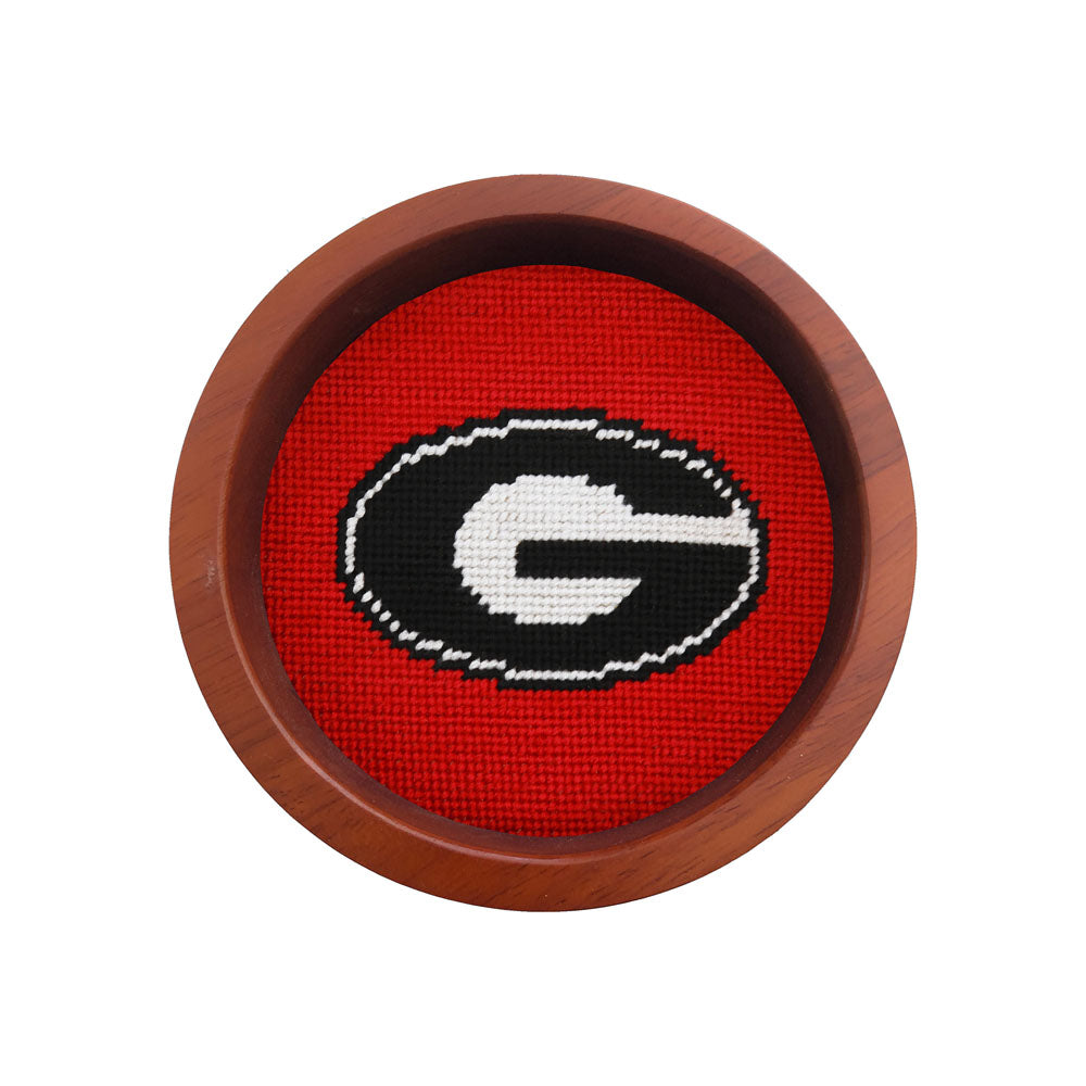 University of Georgia "G" Needlepoint Wine Bottle Coaster by Smathers & Branson - Country Club Prep