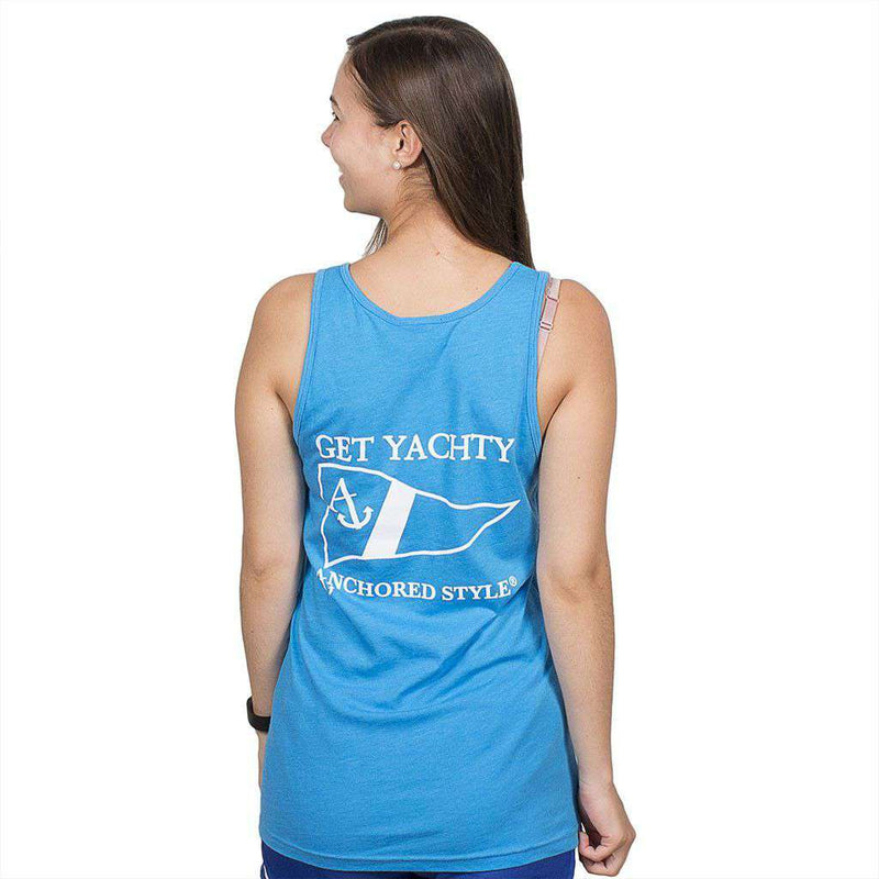 Get Yachty Tank Top in Neon Heather Blue by Anchored Style - Country Club Prep
