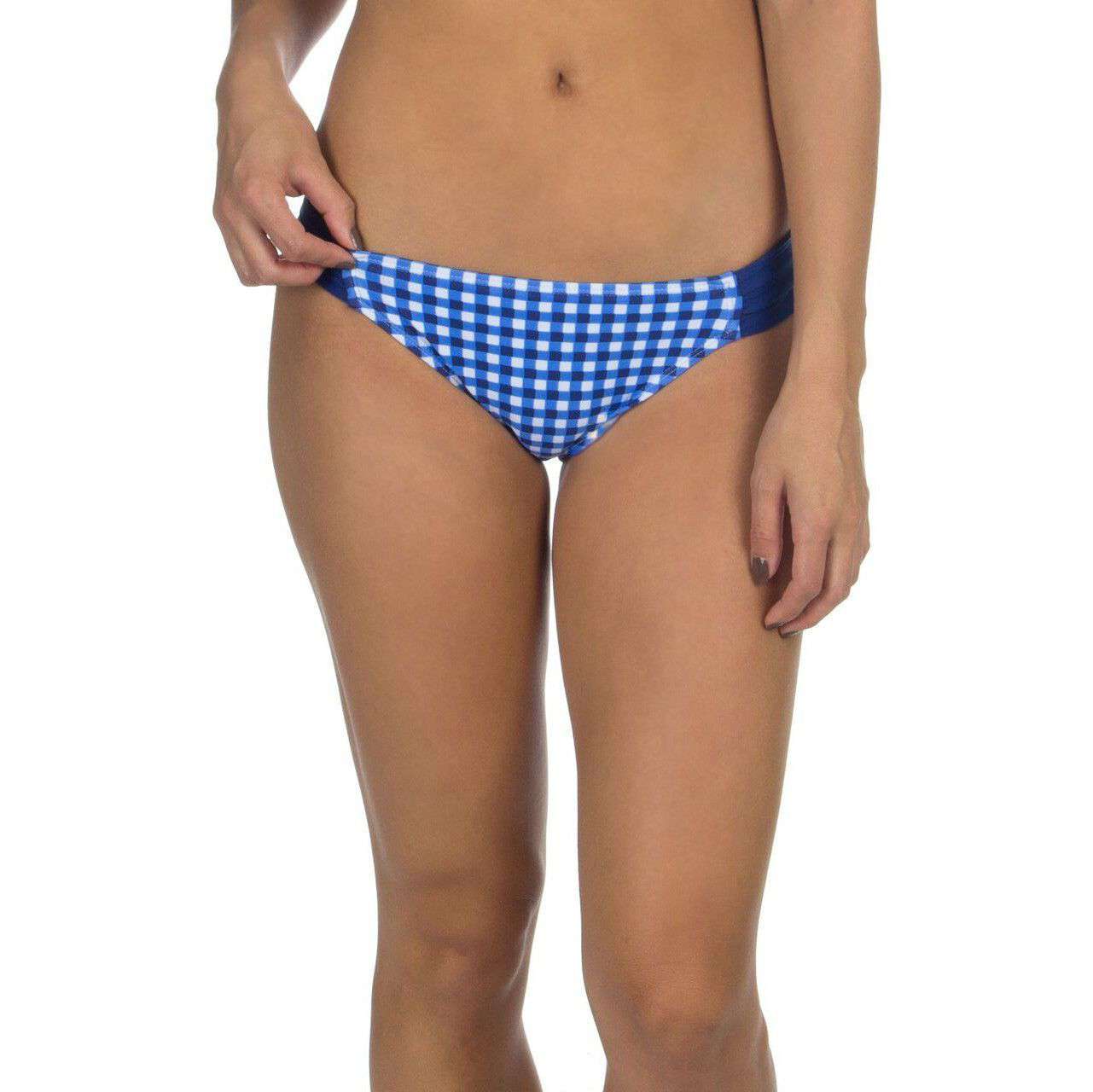 Gingham Hipster Bikini Bottom in Navy by Lauren James - Country Club Prep