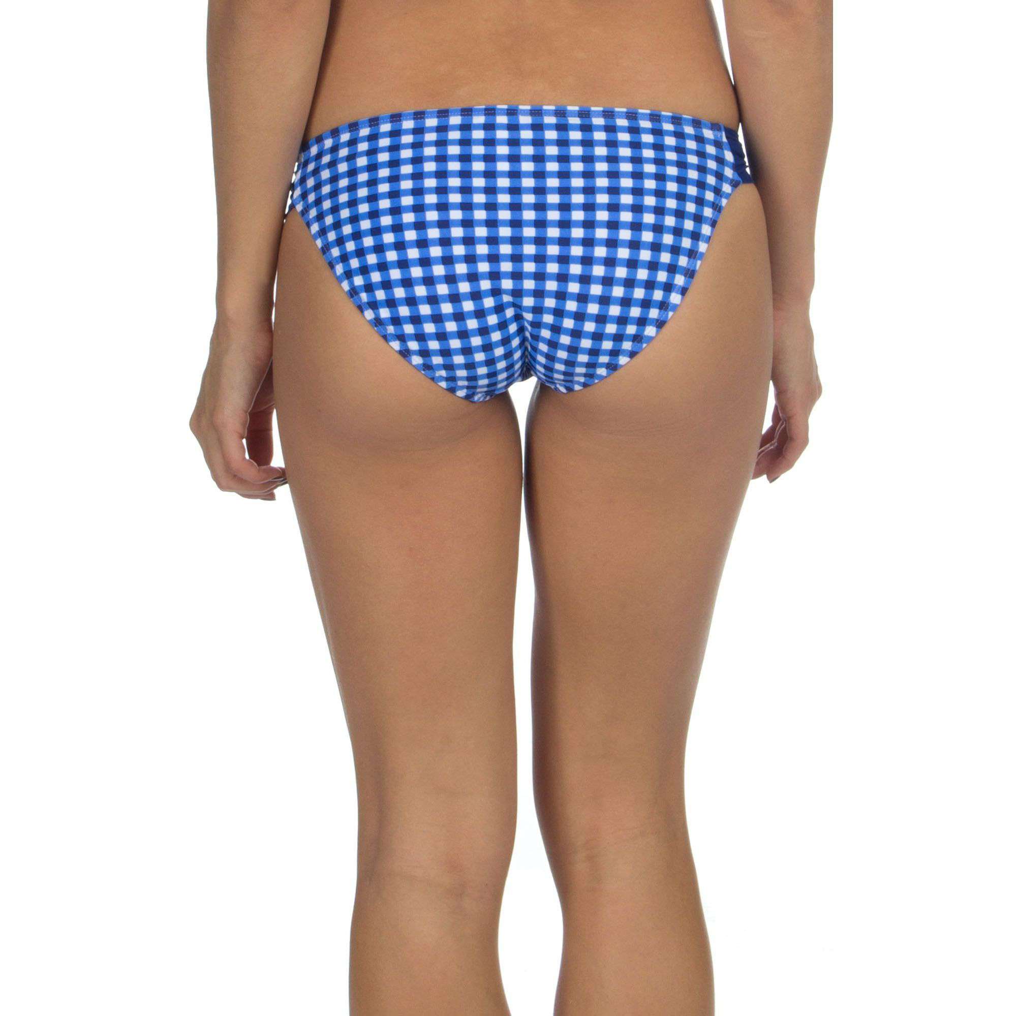 Gingham Hipster Bikini Bottom in Navy by Lauren James - Country Club Prep