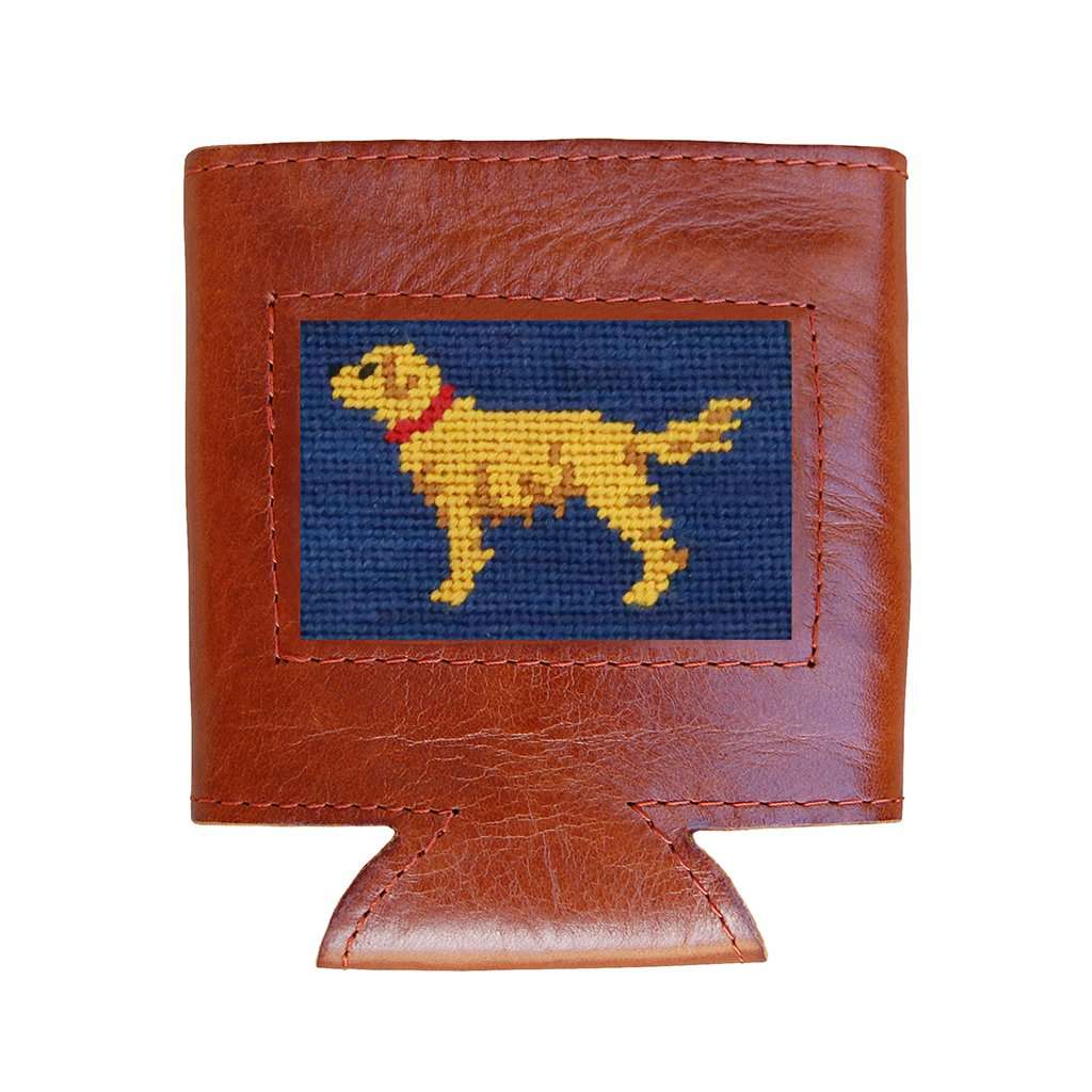 Golden Retriever Needlepoint Can Cooler in Classic Navy by Smathers & Branson - Country Club Prep