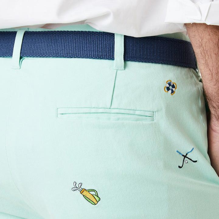 Stretch Twill Cisco Short with Embroidered Golf Clubs & Bag by Castaway Clothing - Country Club Prep