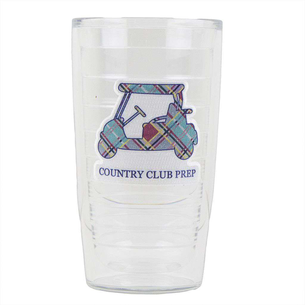 16 oz. Custom Madras Golf Cart Tervis Tumbler by Country Club Prep - Country Club Prep