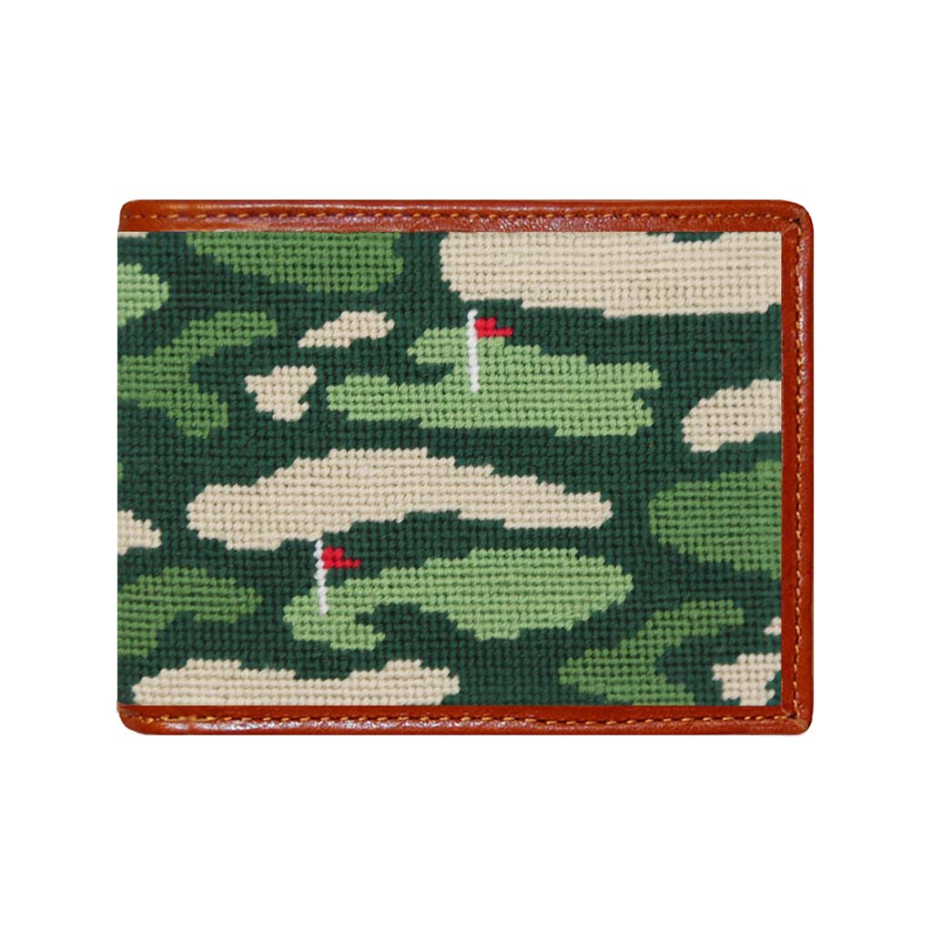 Golfer's Camo Needlepoint Bi-Fold Wallet by Smathers & Branson - Country Club Prep