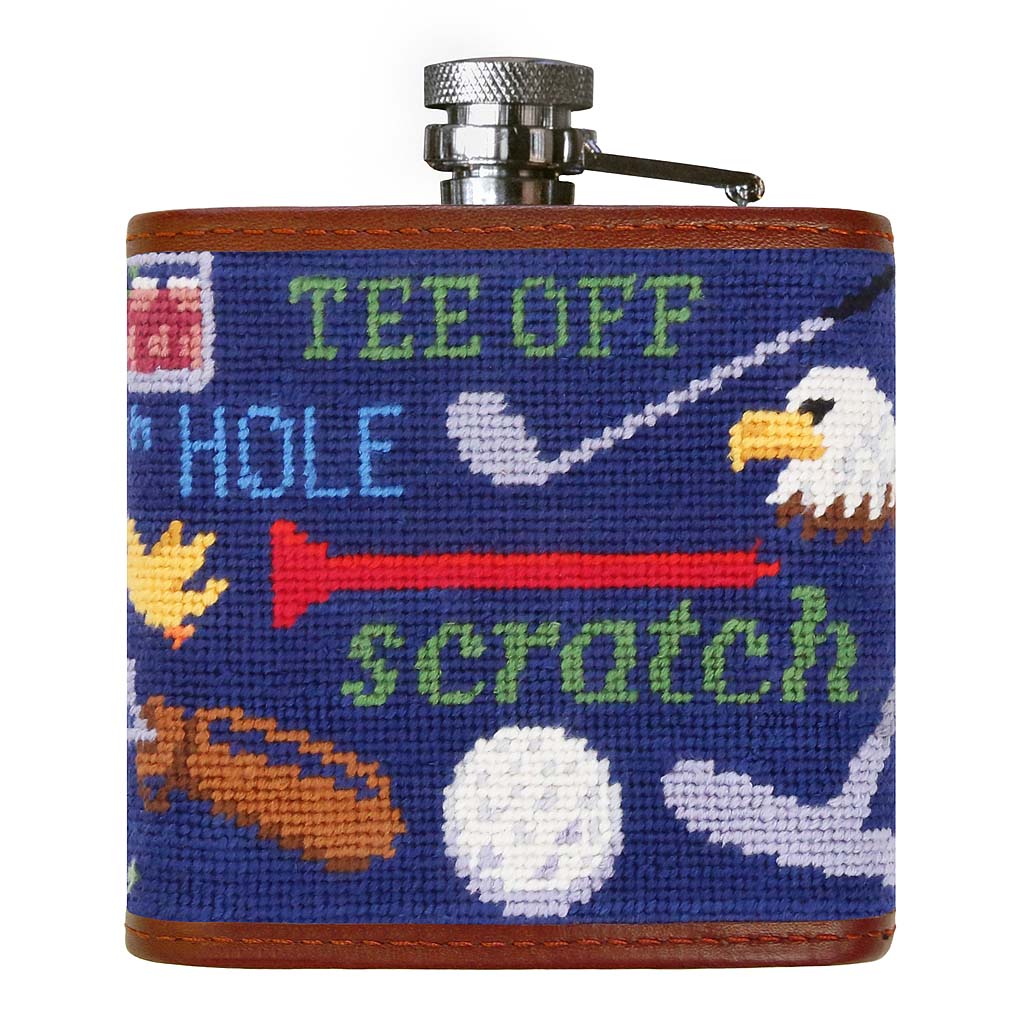 Golfisms Needlepoint Flask by Smathers & Branson - Country Club Prep