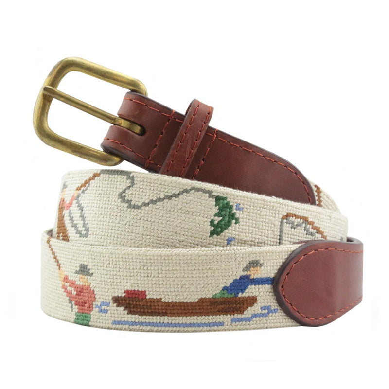 Gone Fishing Needlepoint Belt by Smathers & Branson - Country Club Prep