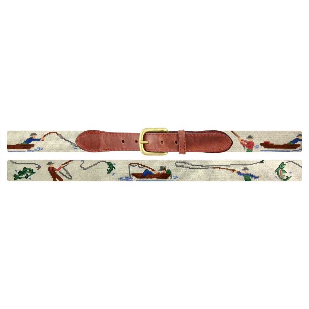 Gone Fishing Needlepoint Belt by Smathers & Branson - Country Club Prep