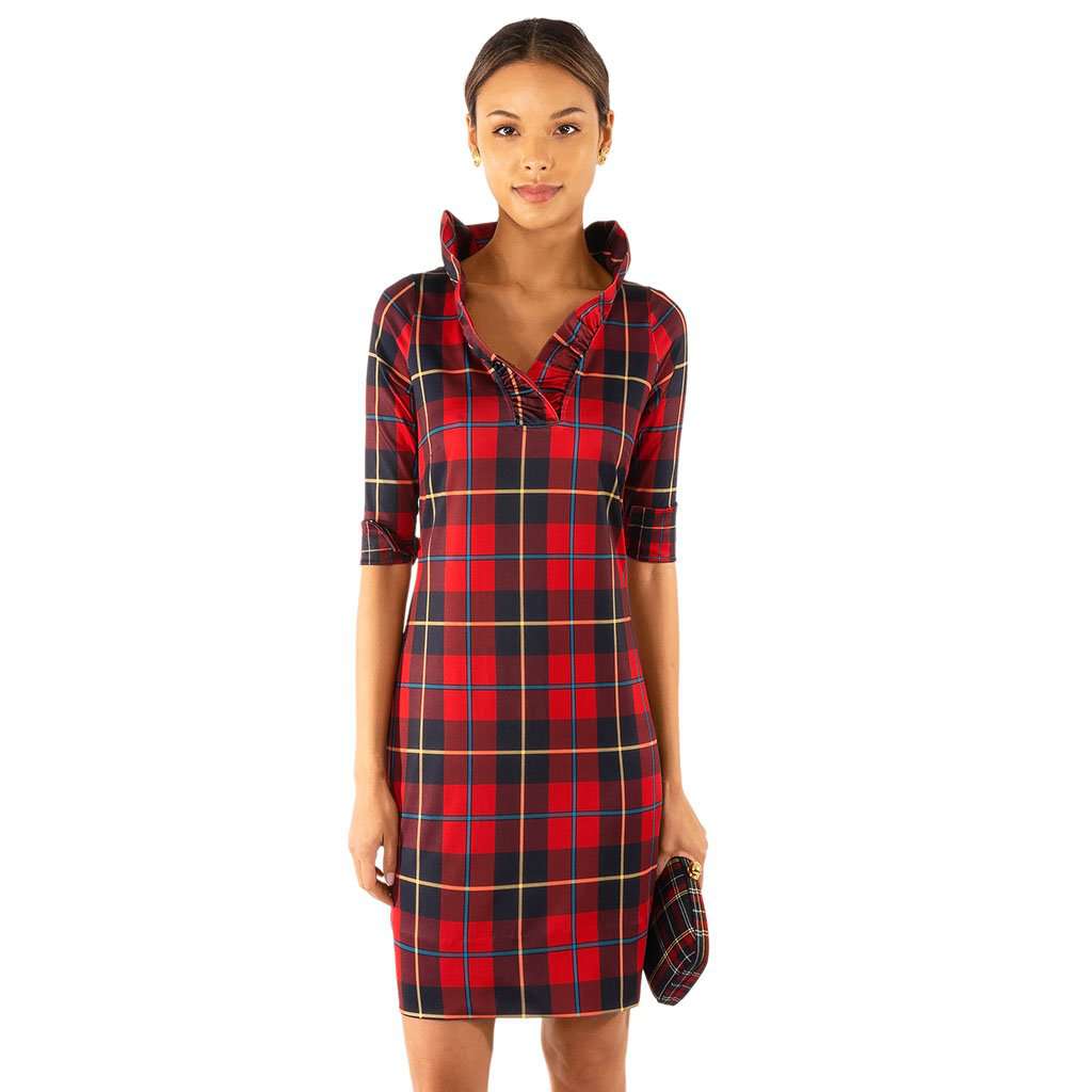 Gretchen Scott Designs Plaidly Cooper Jersey Ruffneck Dress  Country Club  Prep