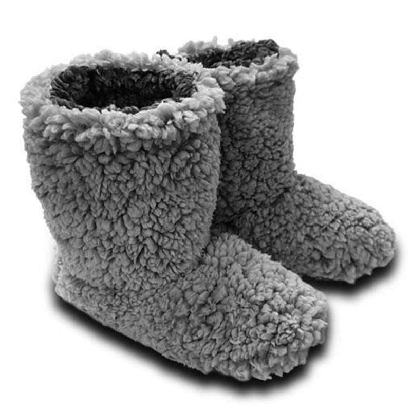 Sherpa Fleece Booties in Grey and Charcoal by Live Oak - Country Club Prep