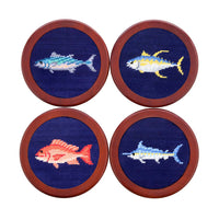 Gulf Coast Fish Needlepoint Coasters by Smathers & Branson - Country Club Prep