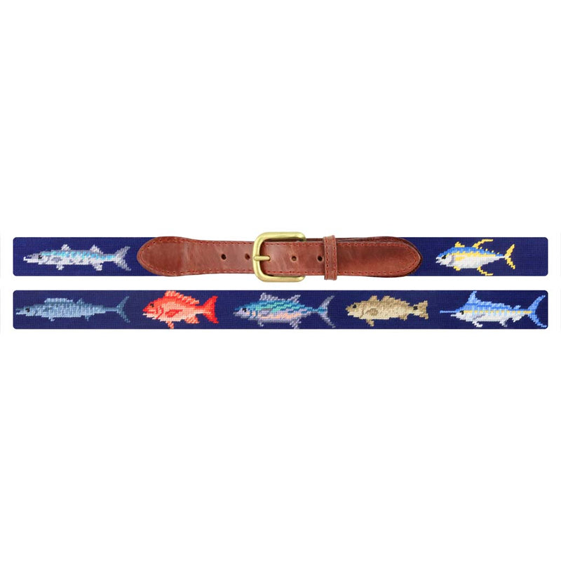 Gulf Coast Fish Needlepoint Belt by Smathers & Branson - Country Club Prep