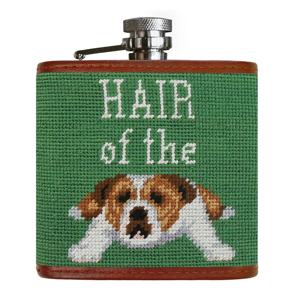 Hair of the Dog  Needlepoint Flask in Sage by Smathers & Branson - Country Club Prep
