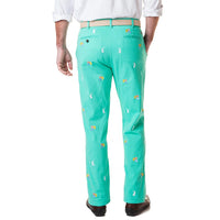 Stretch Twill Harbor Pant with Easter Eggs & Bunnies in Palm Green by Castaway Clothing - Country Club Prep