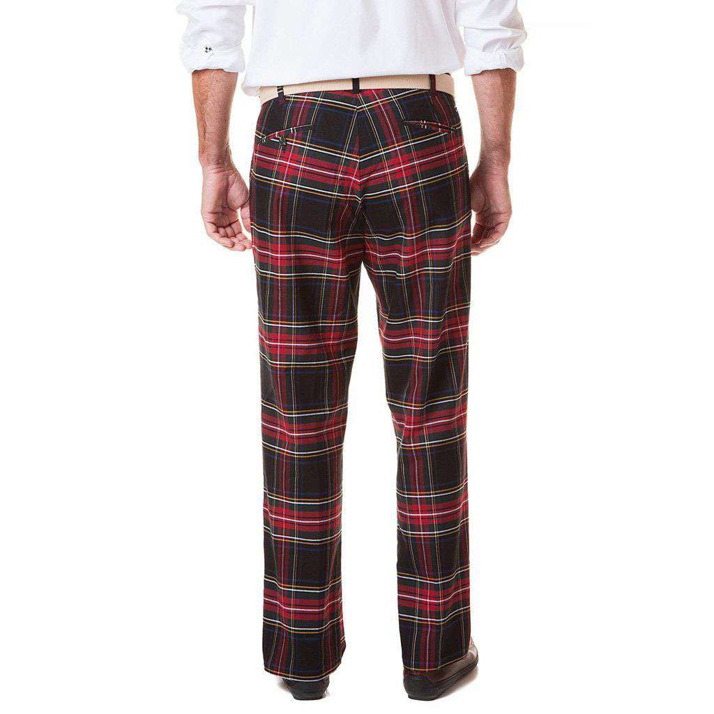 Black Stewart Plaid Stretch Twill Harbor Pant by Castaway Clothing - Country Club Prep