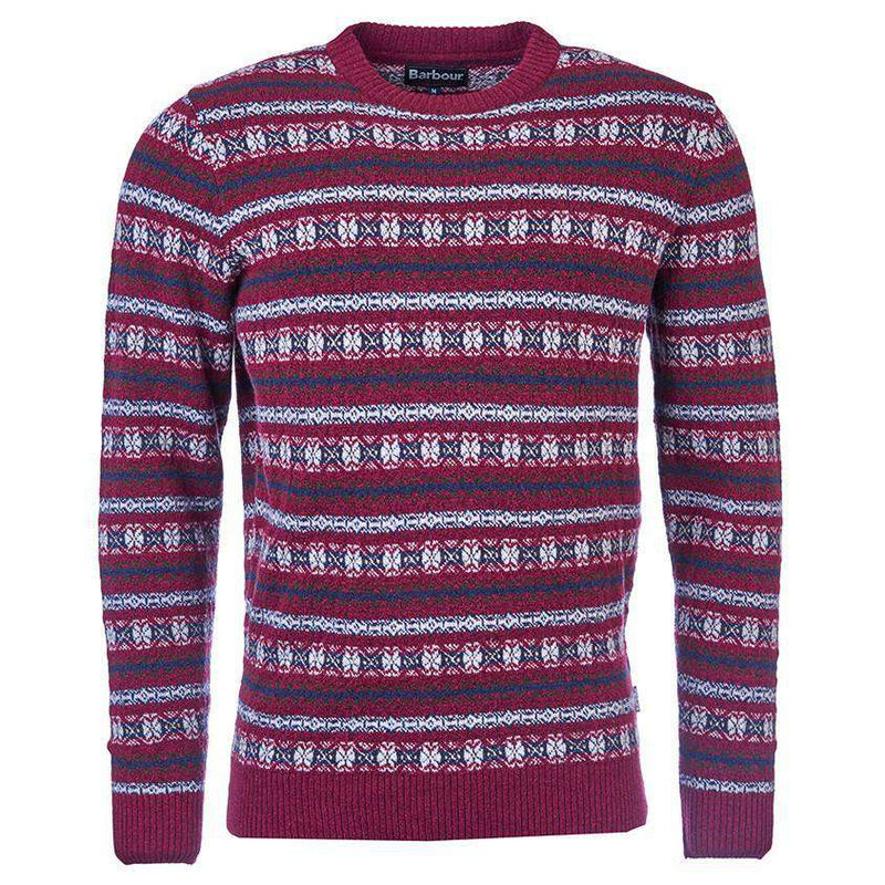 Babrour Harvard Fair Isle Crew Neck Sweater in Merlot – Country