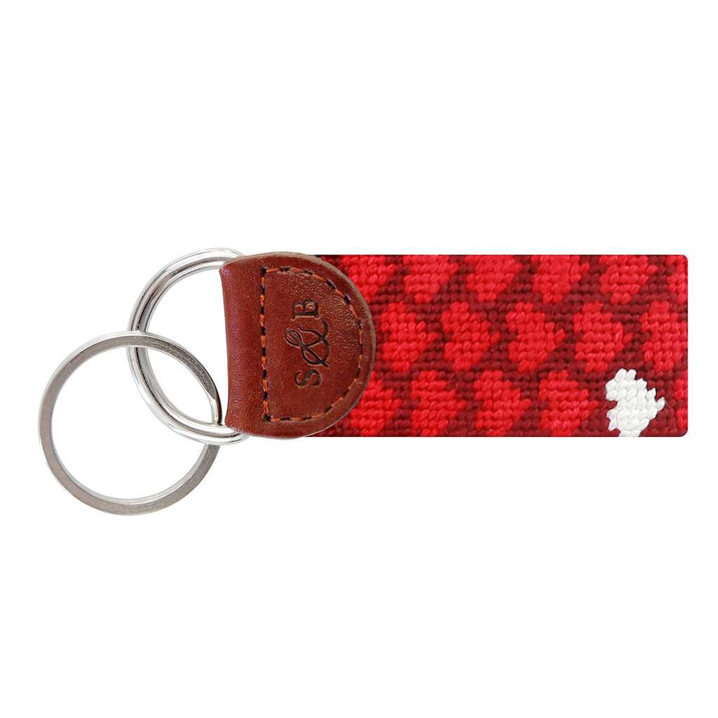 Heart Pattern Needlepoint Key Fob in Garnet by Smathers & Branson - Country Club Prep