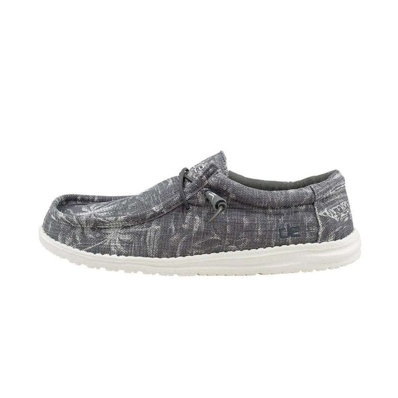 Wally Canvas Shoe in Grey Palm Print by Hey Dude - Country Club Prep