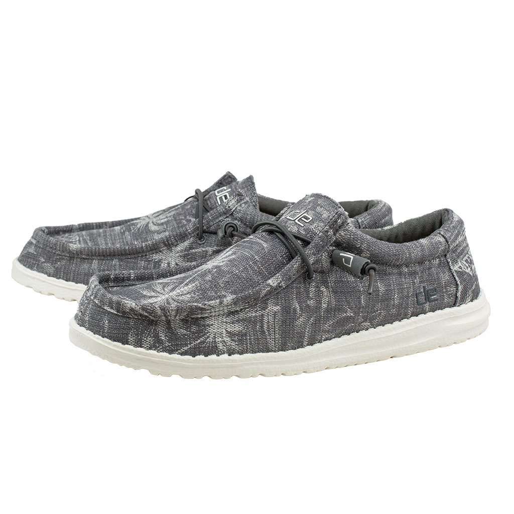 Hey Dude Wally Canvas Shoe in Grey Palm Print Country Club Prep