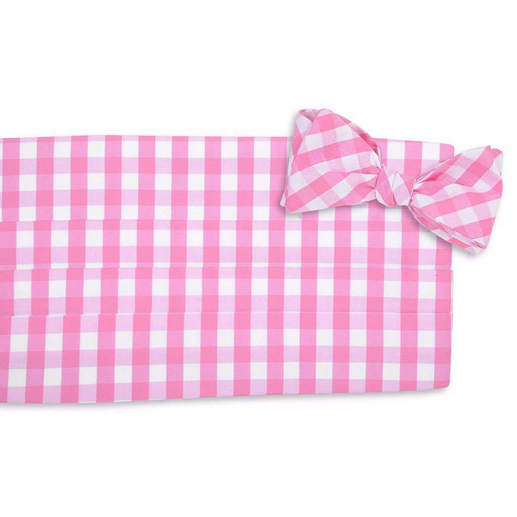 Summer Check Cummerbund Set in Strawberry by High Cotton - Country Club Prep