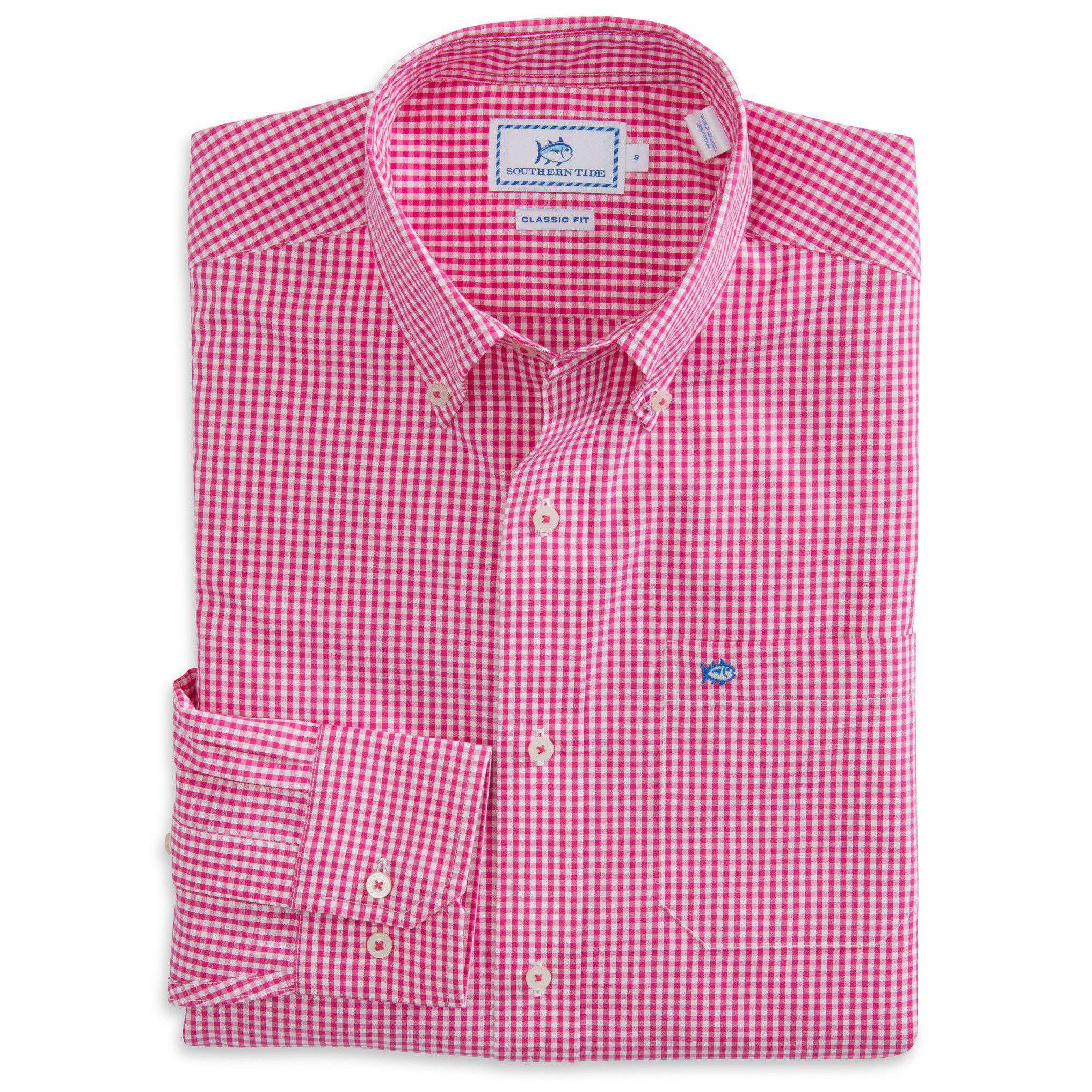 Highgate Check Classic Fit Sport Shirt in Hot Pink by Southern Tide - Country Club Prep