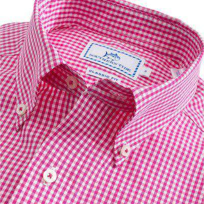 Highgate Check Classic Fit Sport Shirt in Hot Pink by Southern Tide - Country Club Prep