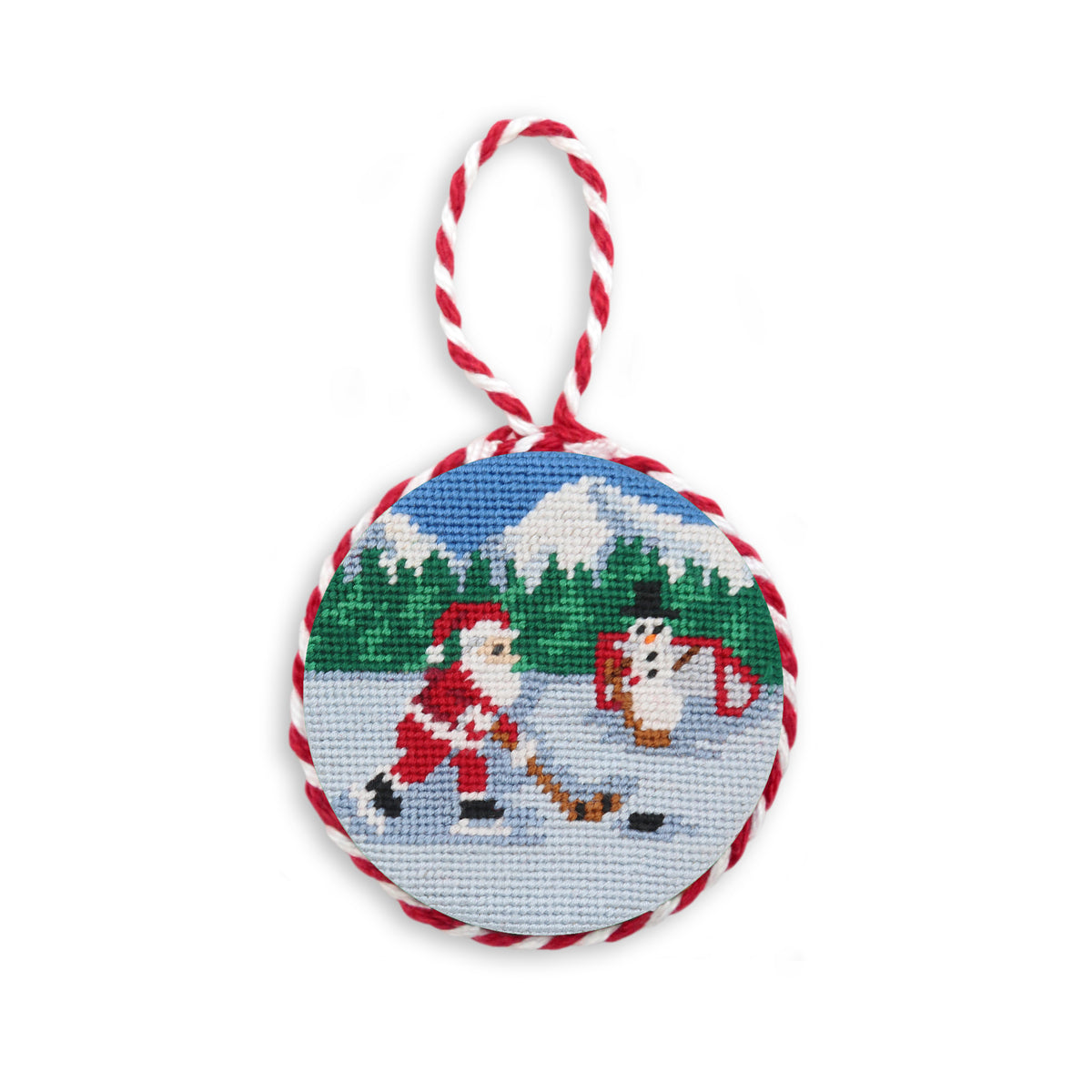 Hockey Santa Needlepoint Ornament by Smathers & Branson - Country Club Prep