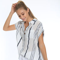 White Shell Stripe Top By True Grit (Dylan) - Country Club Prep