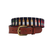 Wine Bottles Needlepoint Belt by Smathers & Branson - Country Club Prep