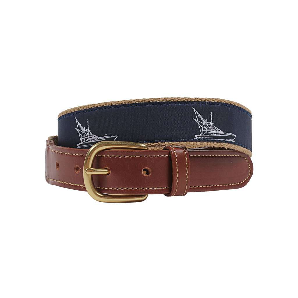 Country Club Prep Go Fish Leather Tab Belt | Free Shipping