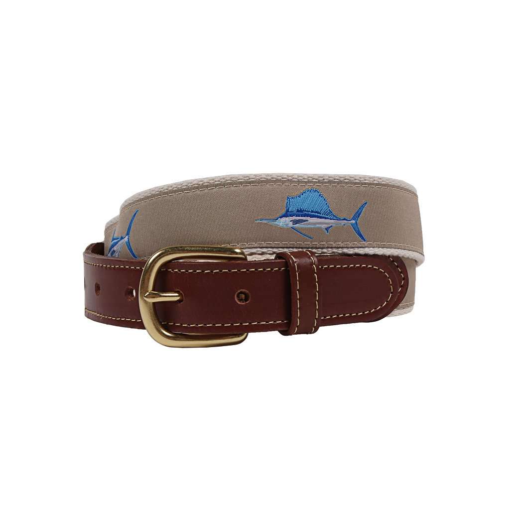 Billfish Slam Leather Tab Belt by Country Club Prep - Country Club Prep