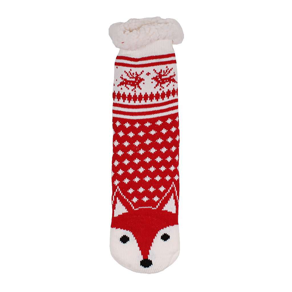 Todd the Fox Sherpa Lined Socks by Nordic Fleece - Country Club Prep