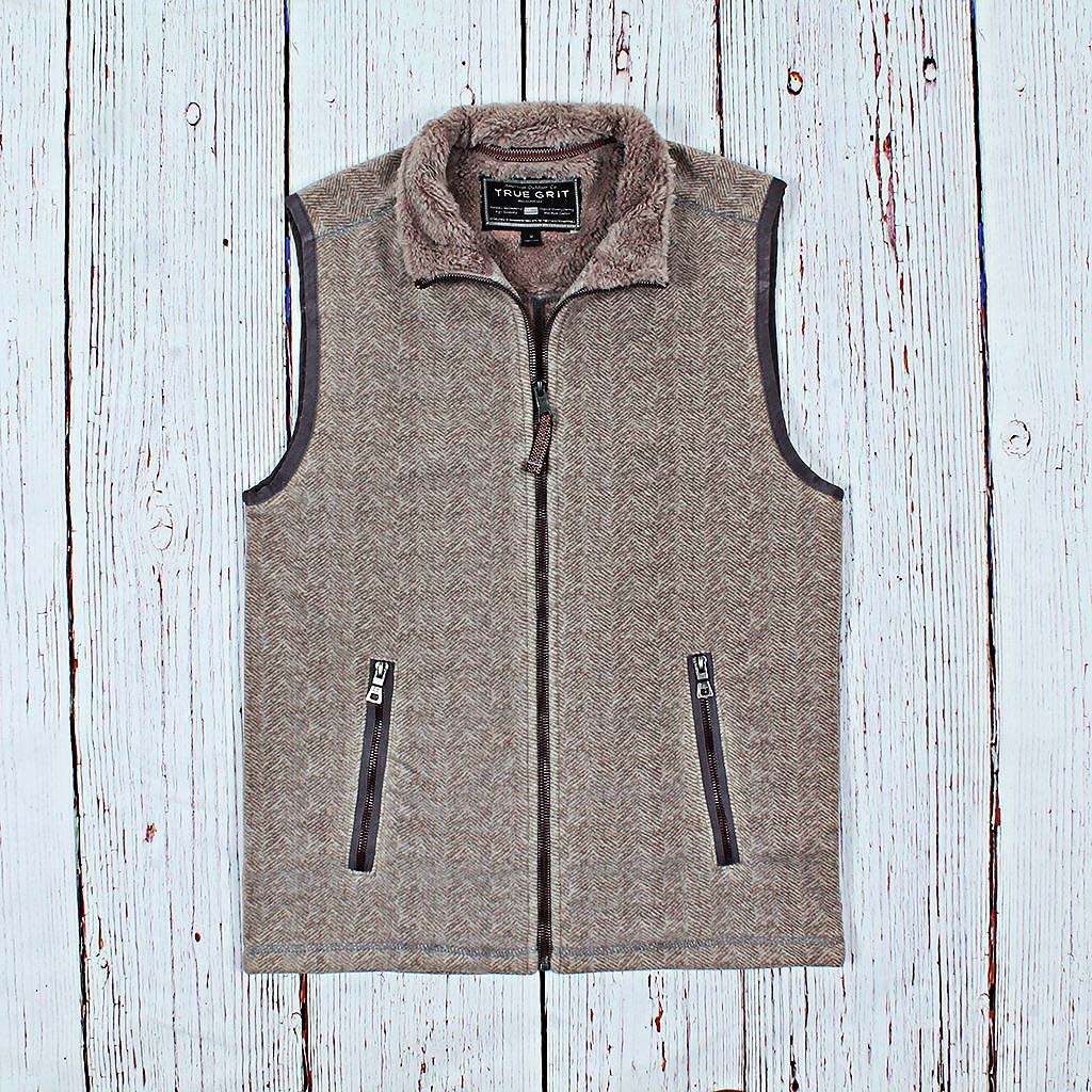 Herringbone Fleece Vest by True Grit - Country Club Prep