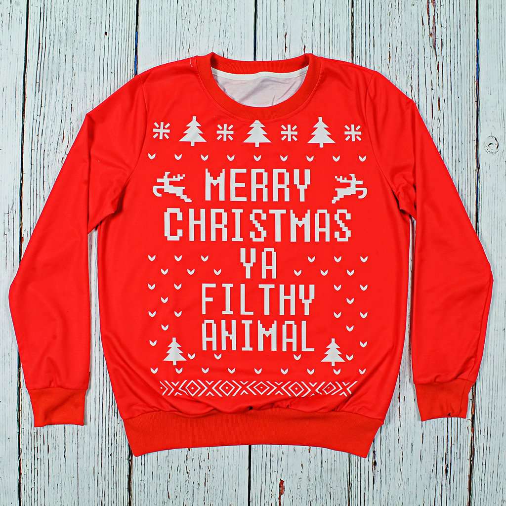 Merry Christmas Ya Filthy Animal Sweatshirt by Preppy Elves - Country Club Prep