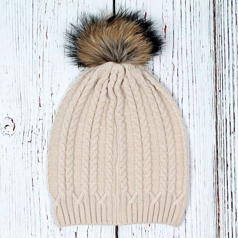 Atlantic Cable Pom Pom Beanie by Nordic Fleece - Country Club Prep