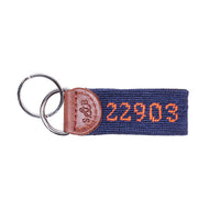 UVA Zip Code & Rotunda Needlepoint Key Fob by Smathers & Branson - Country Club Prep