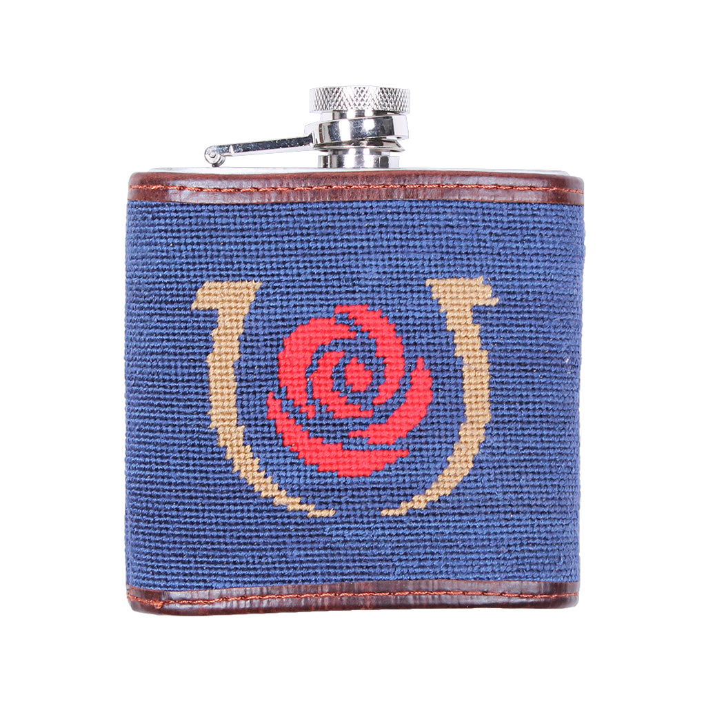 Kentucky Derby Logo and Jockey Silk Needlepoint Flask by Smathers & Branson - Country Club Prep