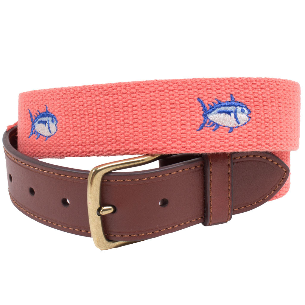 Embroidered Skipjack Belt in Nautical Orange by Southern Tide - Country Club Prep