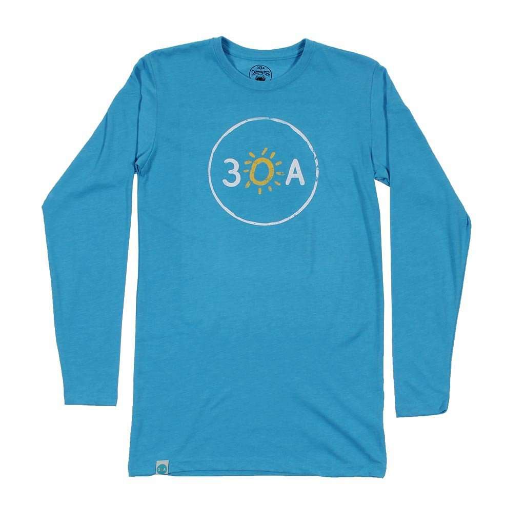 Long Sleeve 30A Circle Recycled Tee Shirt in Blue by 30A - Country Club Prep