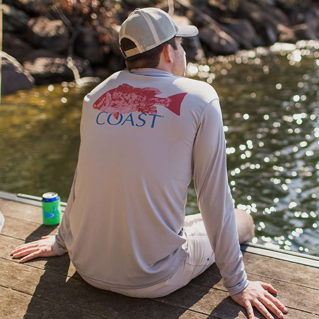 Red Snapper Performance Shirt in Grey by Coast - Country Club Prep