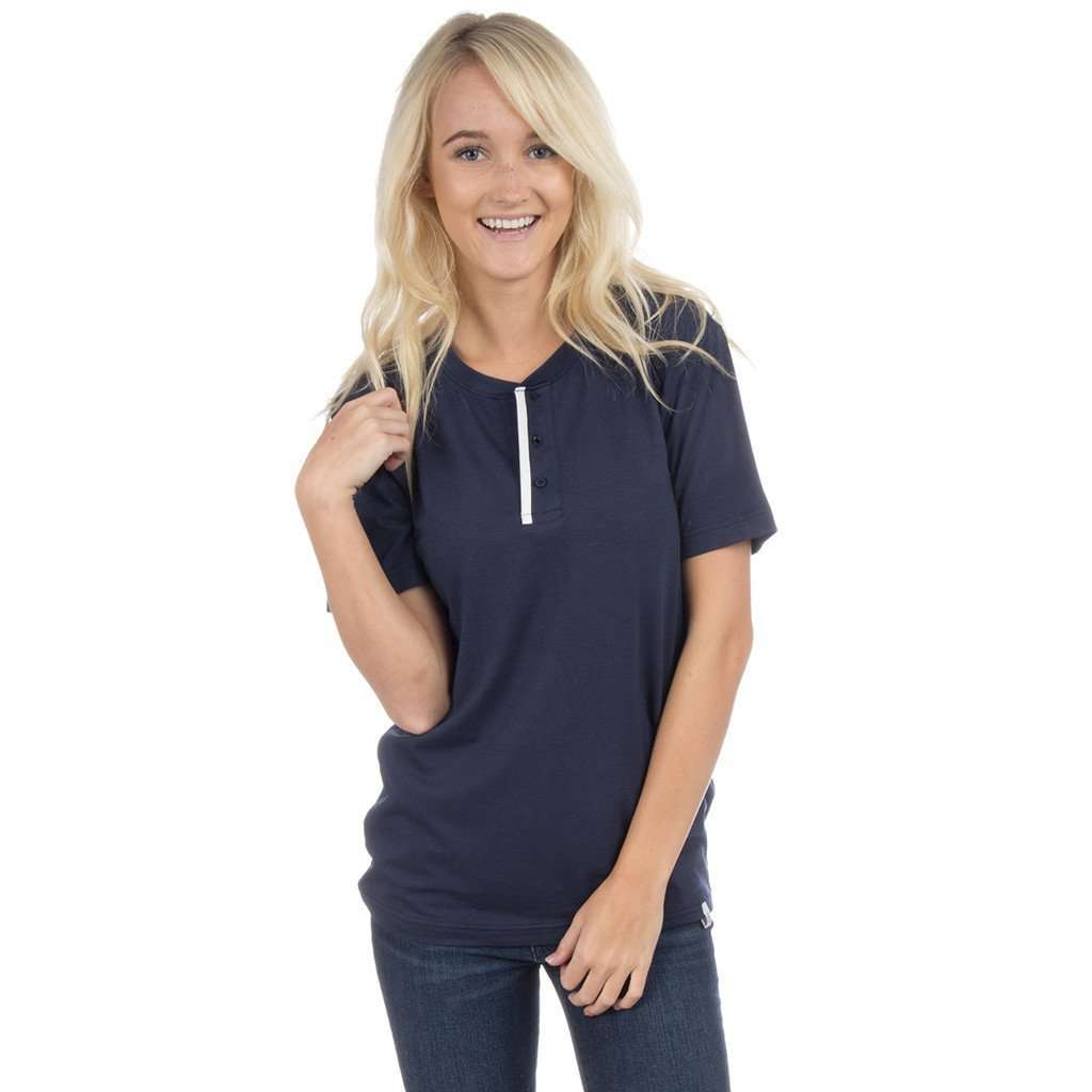 Short Sleeve Henley Tee in Sailor Navy by Lauren James - Country Club Prep