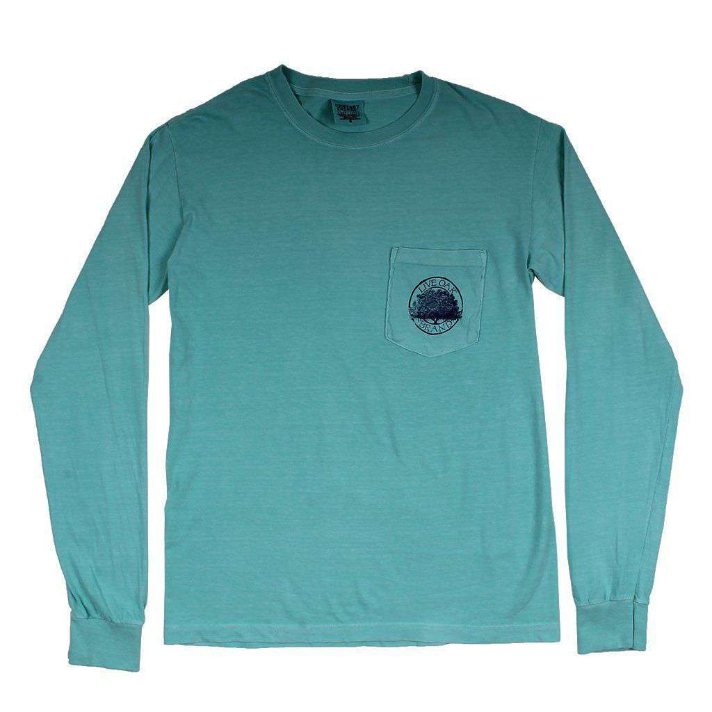 Bigger Weekend Long Sleeve Tee in Light Green by Live Oak - Country Club Prep